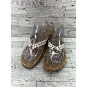 Aetrex Taylor Sandals Womens 7.5-8 M White Flip Flops Thong Casual Comfort Beach